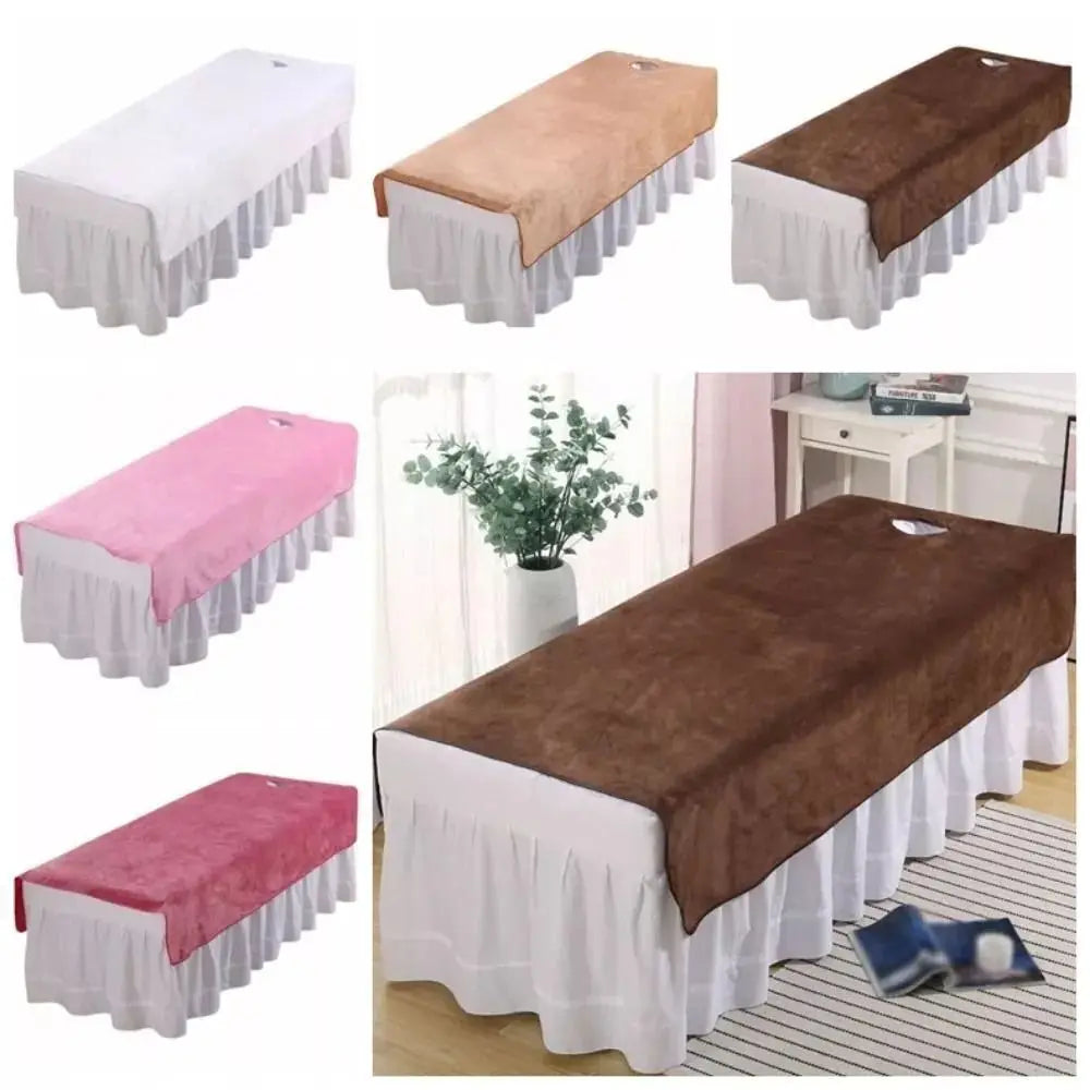 Comfortable SPA Bedspread with Face Hole Thickened Soft Beauty Salon Bed Sheets Velvet Cosmetic Bed Sheet