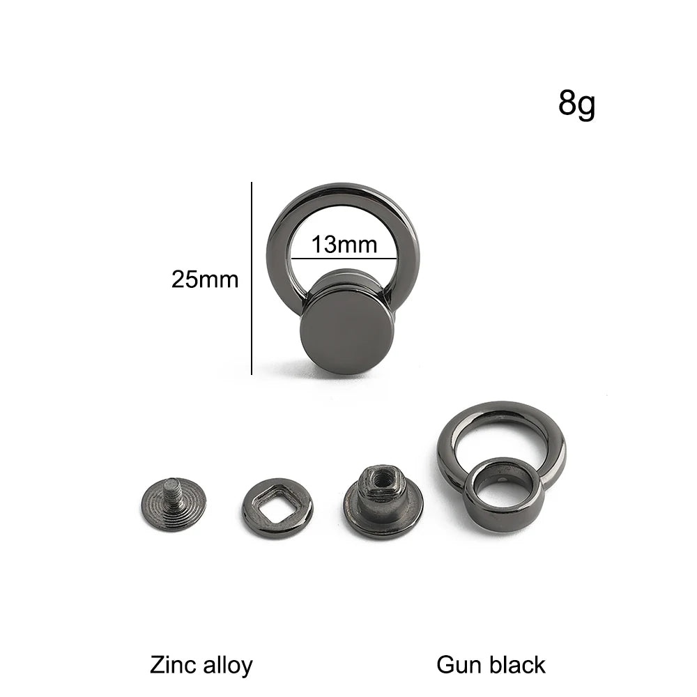 10/40/100PCS Metal O Ring Stud Rivet Screwback Bag Side Edge Anchor Buckles With Screws For Purse Handbag Belt DIY Accessories