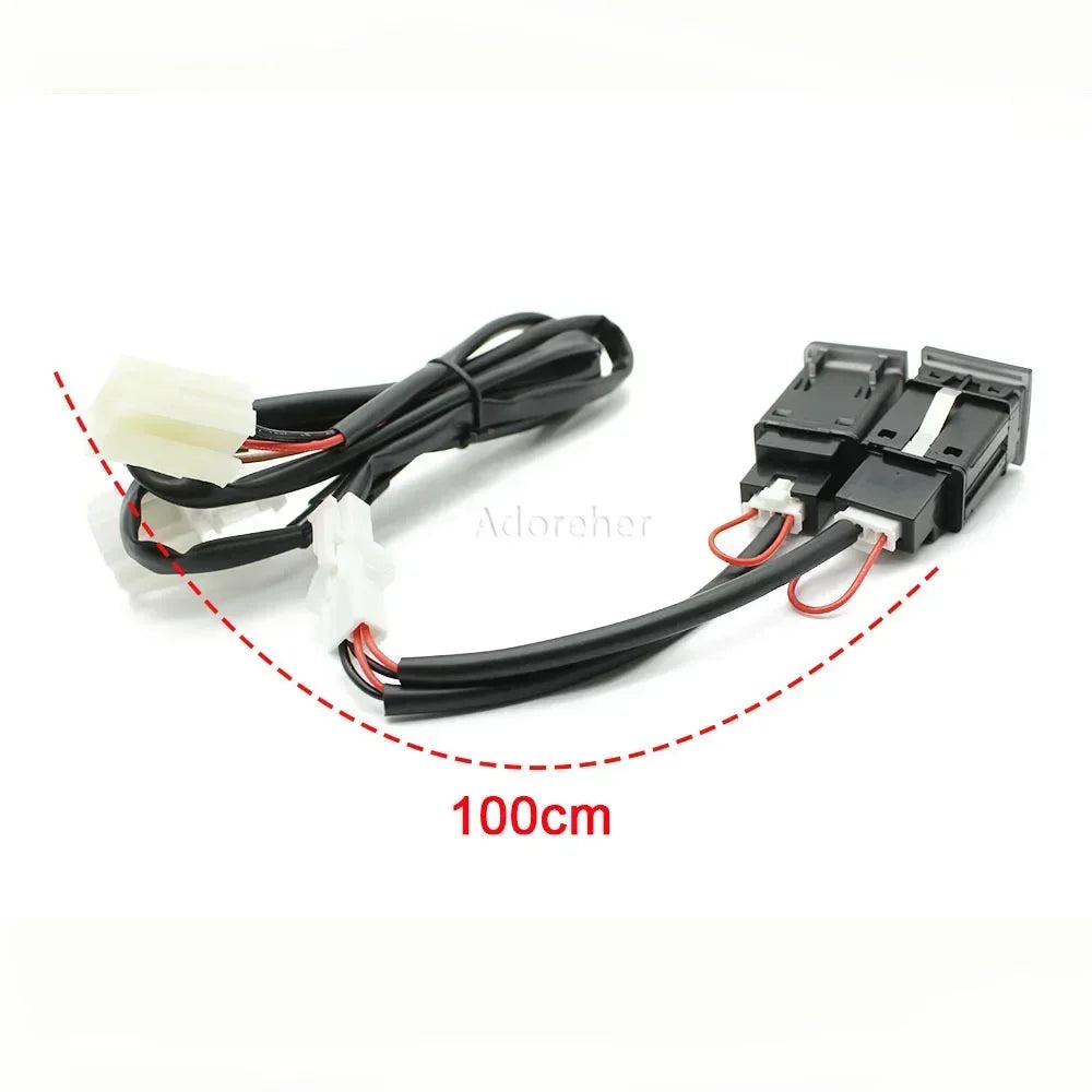 24*24mm Red LED Car Phone Charger Double USB Type-c PD Fast Charging Adapter for VW Golf 5 MK5 2004-2010 Accessories