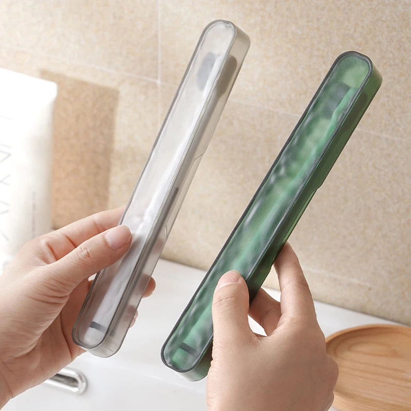 2pcs Portable Toothbrush Box ABS Dust-proof Travel Tooth Storage Case Camping Bathroom Storage Accessories Travel Organizer
