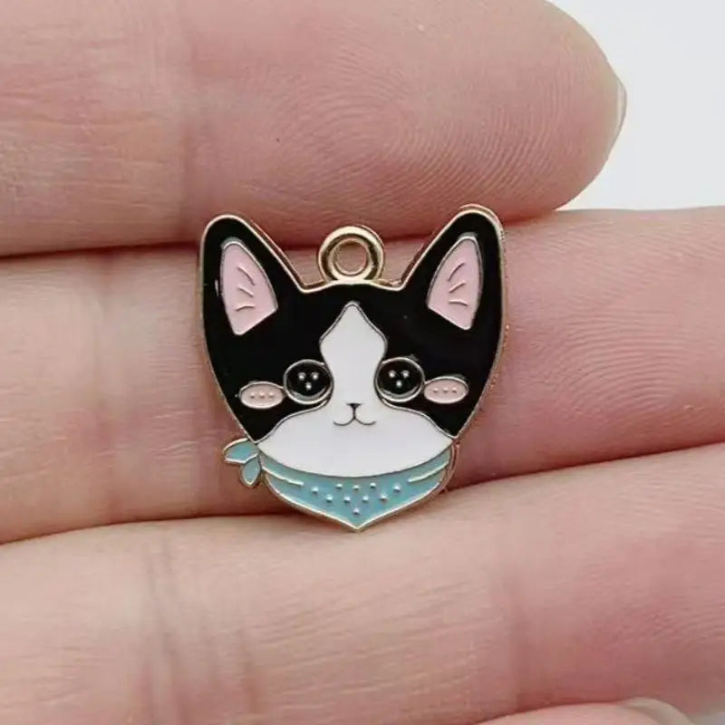 10pcs Cartoon Animal Pet Dog Puppy Footprint DIY Alloy Drip Oil Keychain Necklace Jewelry Pendant Pendant