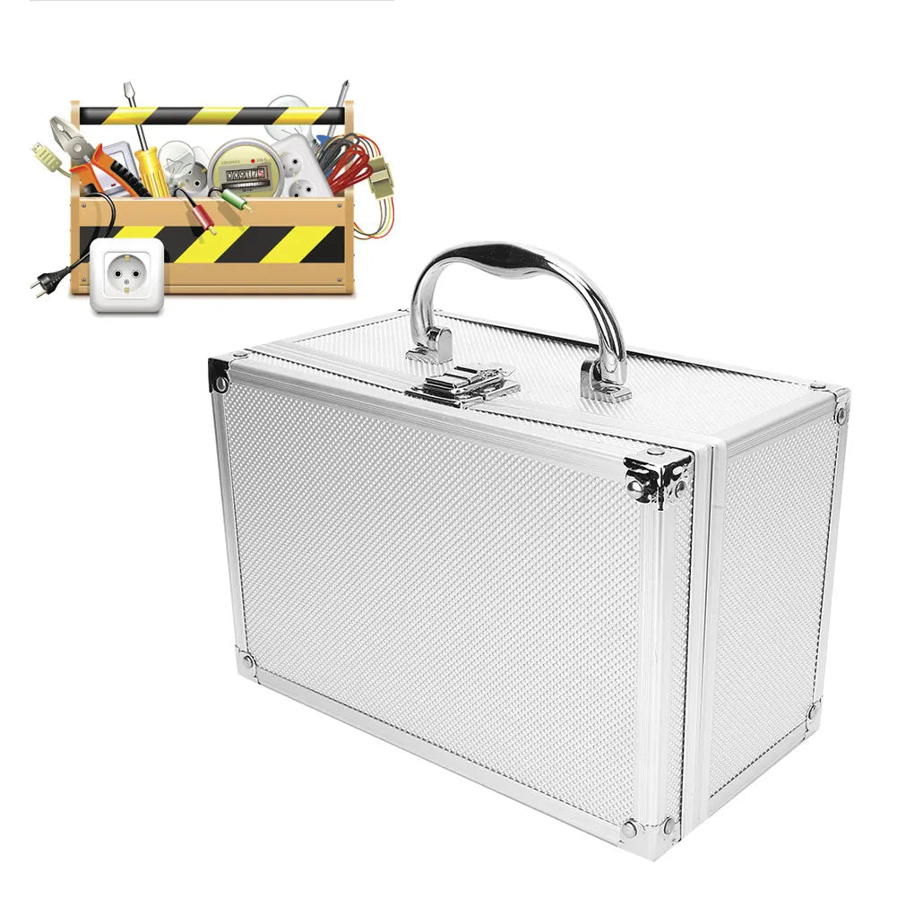 230×150×125mm Aluminum Alloy Tool box Shockproof Instrument Tool Storage Box Portable Toolbox Protective Carrying Case with Spon