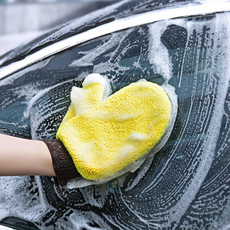 SEAMETAL 1/3/5pcs Microfiber Car Wash Gloves Double Sided Coral Fleece Car Polishing Washing Mitt Gloves for Car Home Cleaning