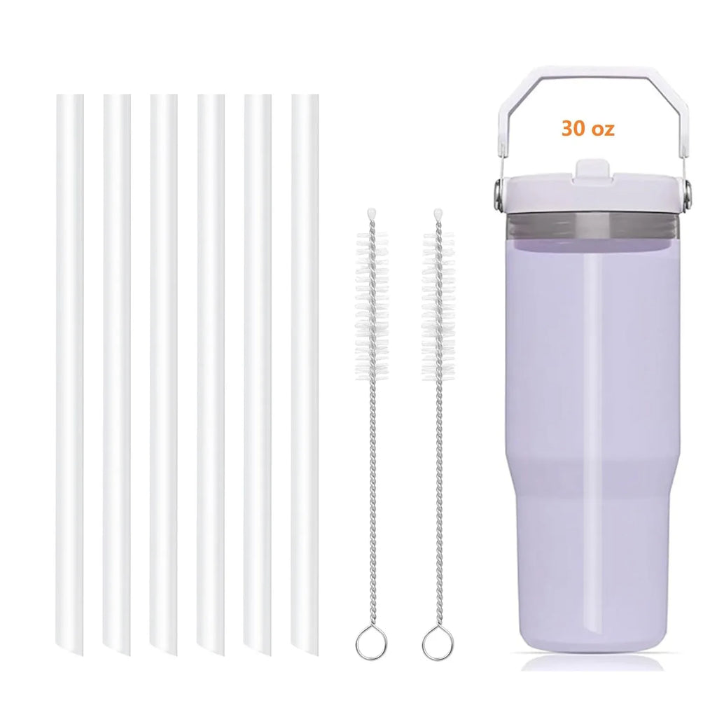 Replacement Straws Compatible with Stanley 30oz IceFlow Flip Straw Tumbler Include 4/6/8/12 Straws,2 Cleaning Brush