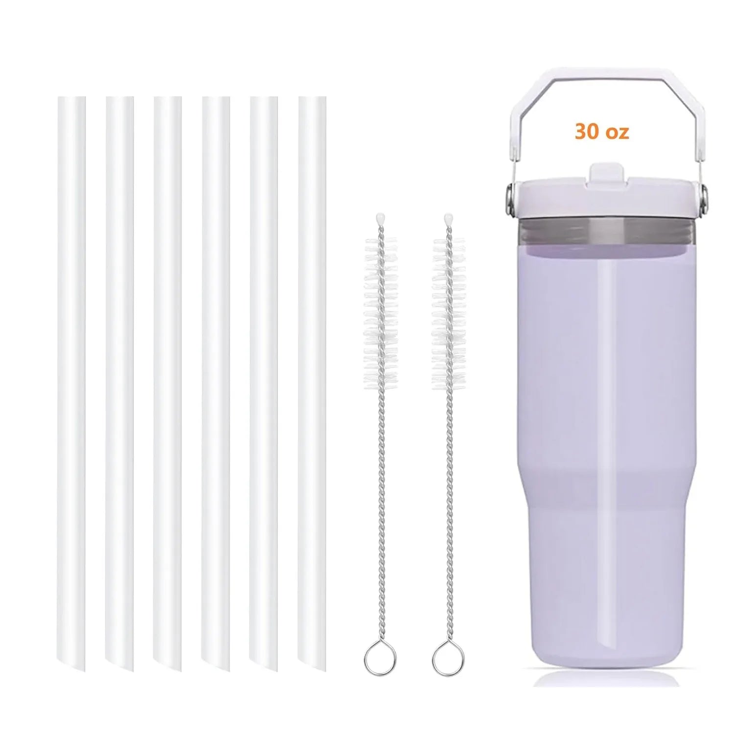 Replacement Straws Compatible with Stanley 30oz IceFlow Flip Straw Tumbler Include 4/6/8/12 Straws,2 Cleaning Brush