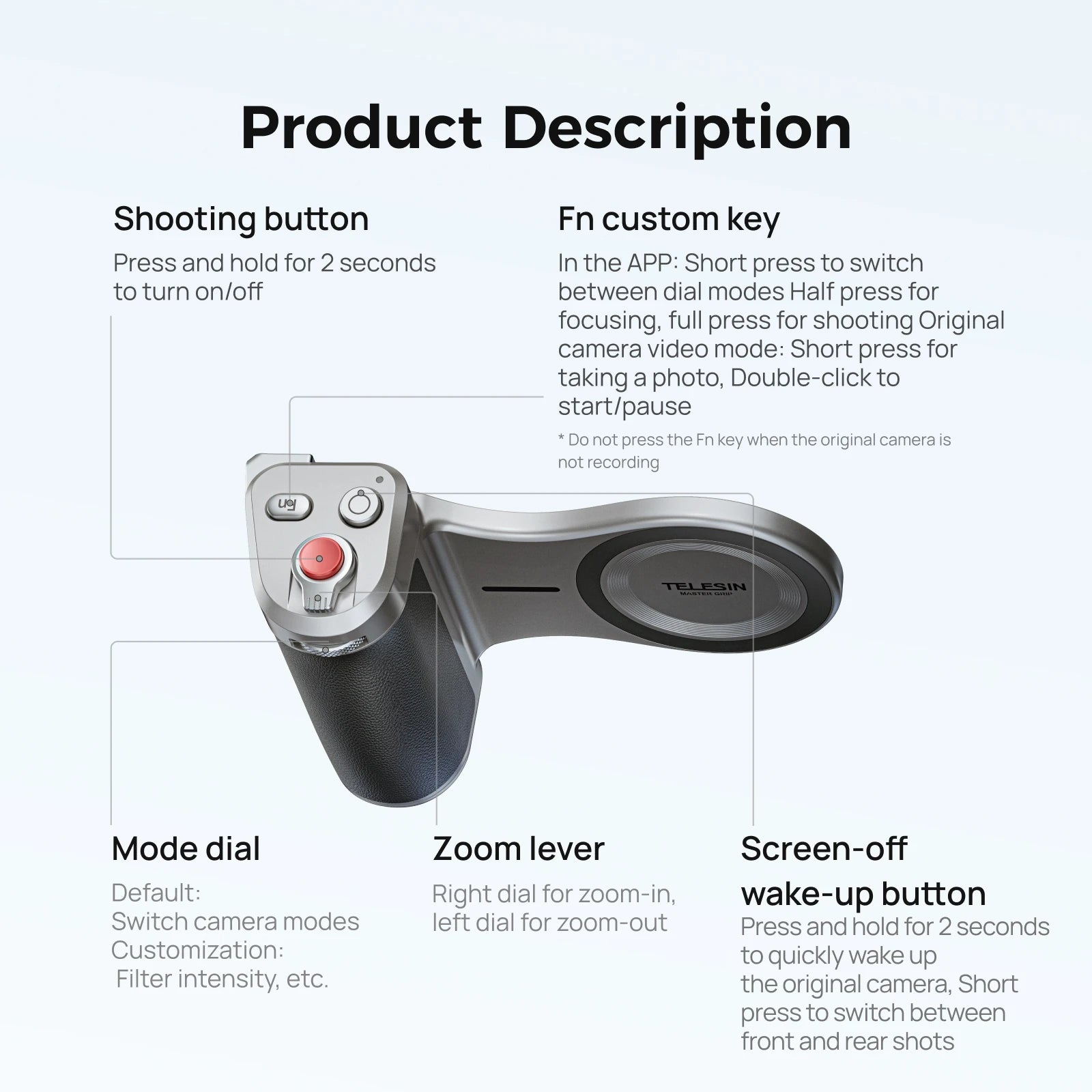 TELESIN Master Magnetic Smart Phone Camera Shoot Hand Grip Holder Shooting Aid Remote Control Handle for Iphone HUAWEI SAMSUNG