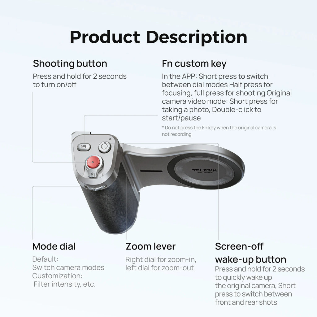 TELESIN Master Magnetic Smart Phone Camera Shoot Hand Grip Holder Shooting Aid Remote Control Handle for Iphone HUAWEI SAMSUNG