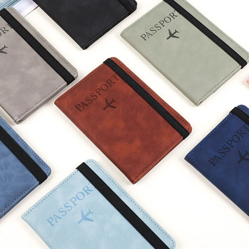 Vintage RFID PU Leather Passport Cover Multi-Function Wallet Case with ID Bank Card Slots for Women & Men Travel Accessory