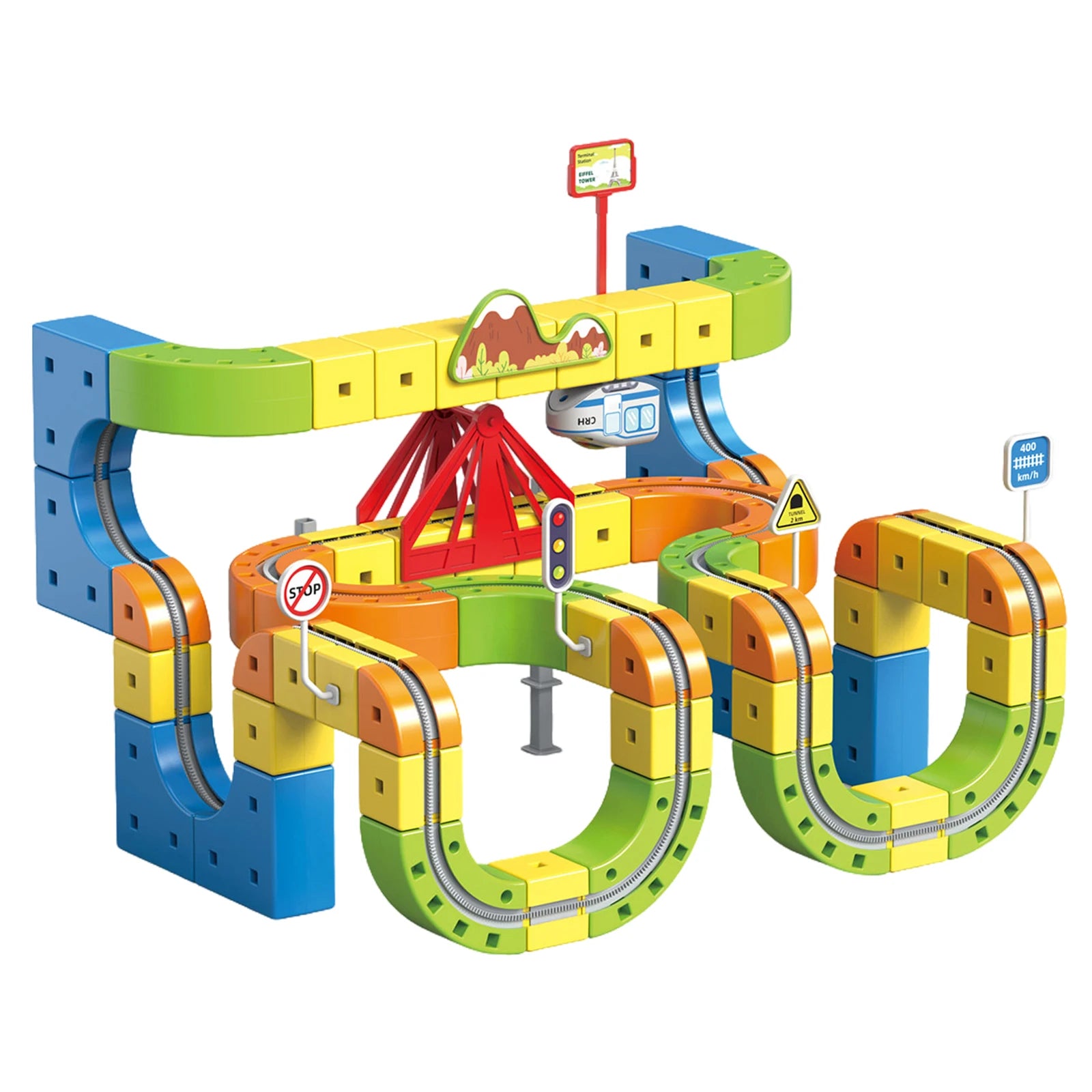 133PCS Magical Track Train Car Children Educational Electric Magnetic Levitation Train Track Cube DIY Building Toy Birthday Gift