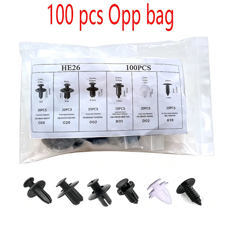 100 Box/Bag Car Fastener Clip Mixed Car Body Push Retainer Pin Rivet Bumper Door Trim Panel Fastener Kit Car Clip Acesssories