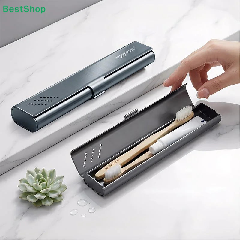 ☪Empty Aluminum Toothbrush Travel Case, Portable Travel Toothbrush Holder, Durable Manual Tooth Brush Box Container