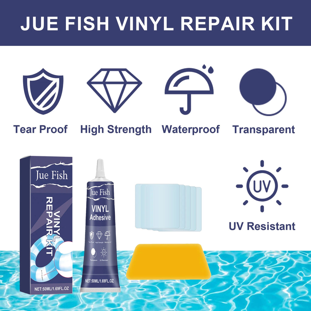 50ML Vinyl Repair Kit Self-adhesive Patch Strong Adhesion Waterproof Leakproof Crack Remove for Inflatable Floats & Water Toys