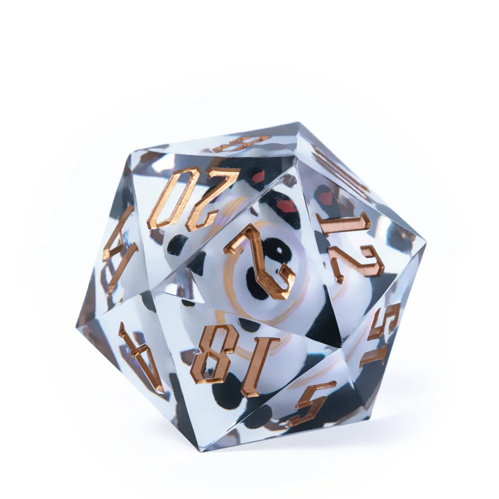 Cusdie 33mm Rainbow Film D20 Dice, 20 Sided Resin Sharp Edges Dice, Single D20 Polyhedral Dice, for Role Playing Board Game