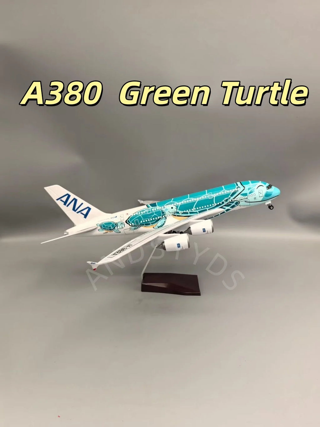 47cm A380 Sea Turtle Airlines Series Aircraft 1/160 Scale Resin 380 UAE painted Airplane Model Plane With LED & Wheel Ornament