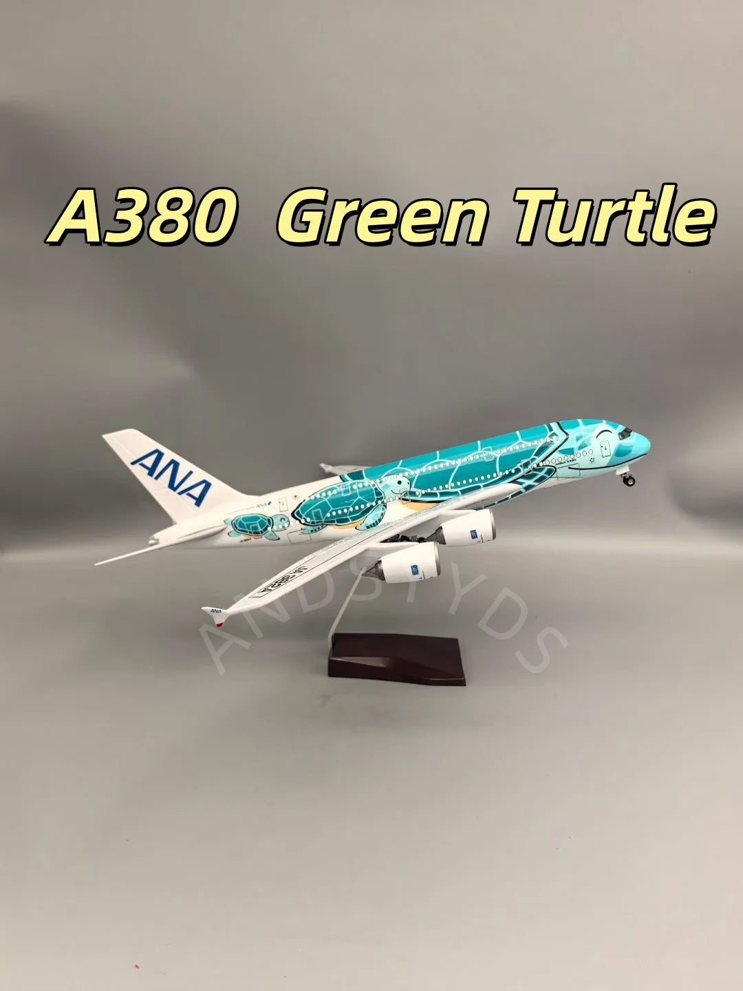 47cm A380 Sea Turtle Airlines Series Aircraft 1/160 Scale Resin 380 UAE painted Airplane Model Plane With LED & Wheel Ornament