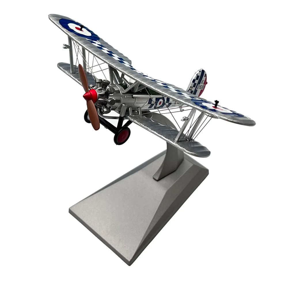 1:72 Scale WWI British Royal Air Force Bristol Bulldog Biplane Propeller Fighter Diecast Metal Plane Aircraft Model Collection