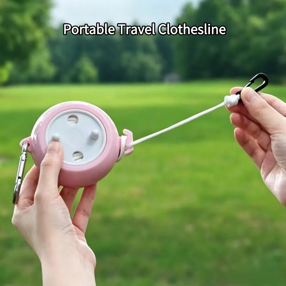 8M Retractable Clothesline Portable Travel Drying Rope Windproof Anti-Slip Laundry Line for Hotel Camping Outdoor Indoor Home