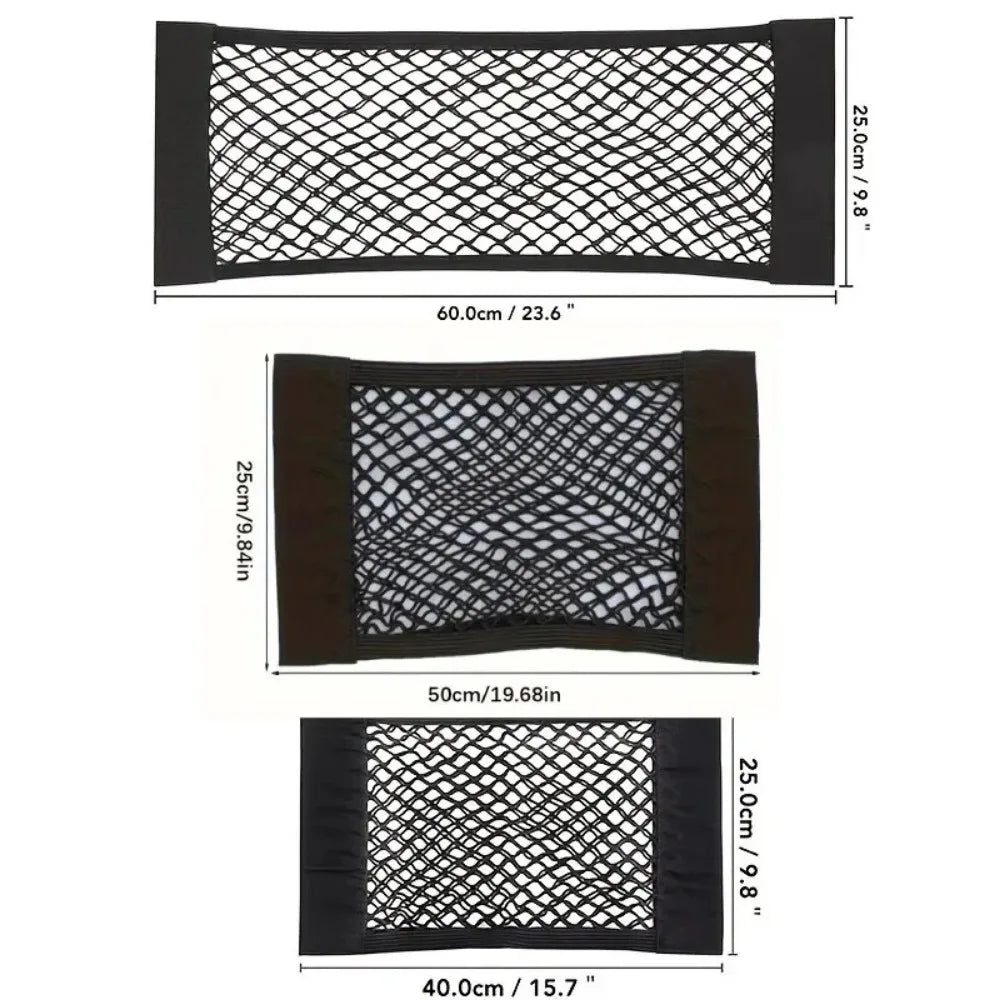 1pc Universal Car Storage Bag Double Mesh Trunk Storage Net, Car Built-in Storage Bag, Car Fixed Net