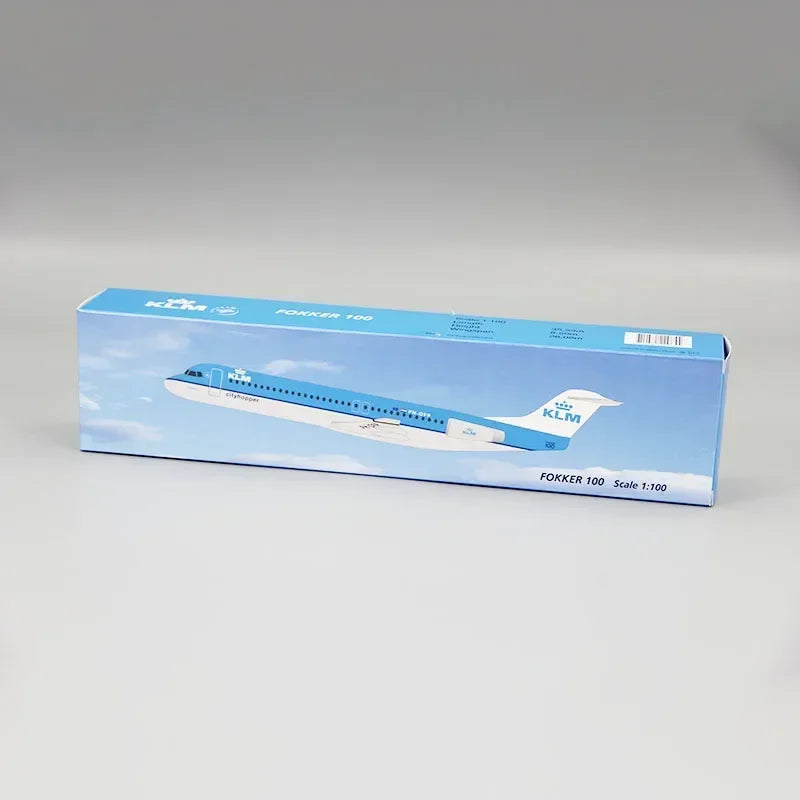 1:100 Scale KLM Fokker FK-100 Airlines ABS Plastic Airplane Model Toy Aircraft Plane Model Collection Display Decoration Gifts