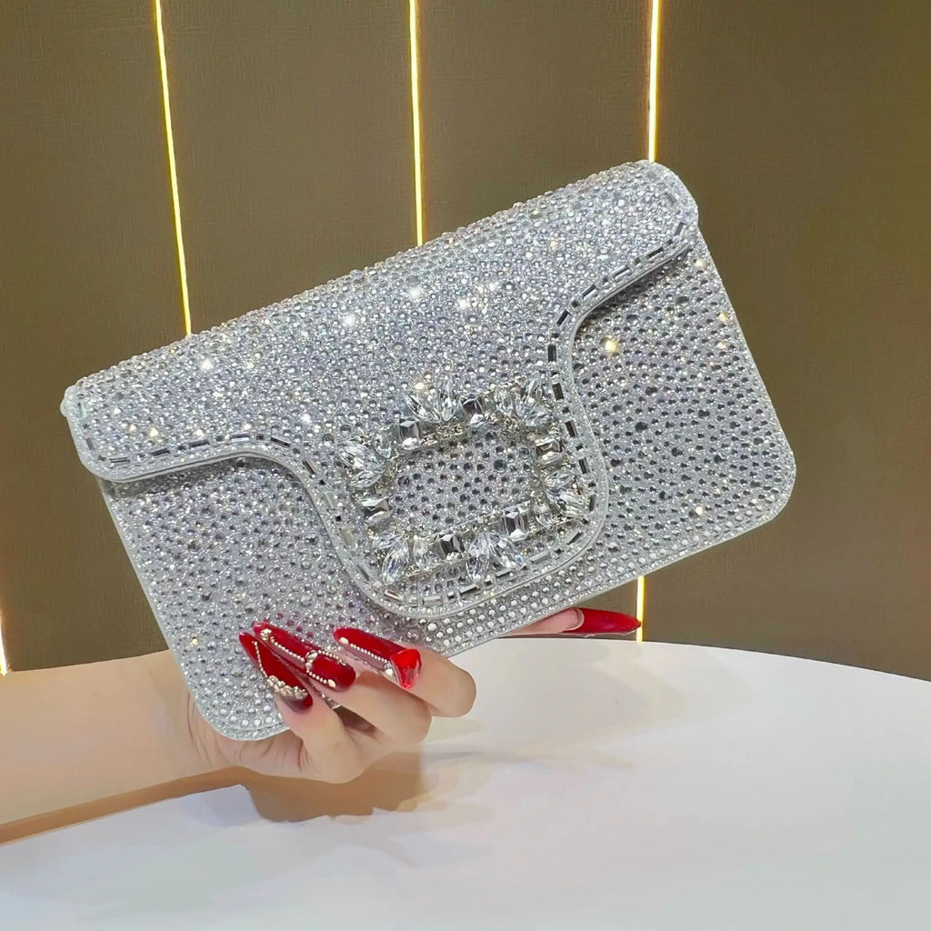 New Ladies Luxury Crystals Evening Bags Sparkling Diamond Dinner Party Dress Bags Metal Chain Wedding Clutch Purses and Handbags