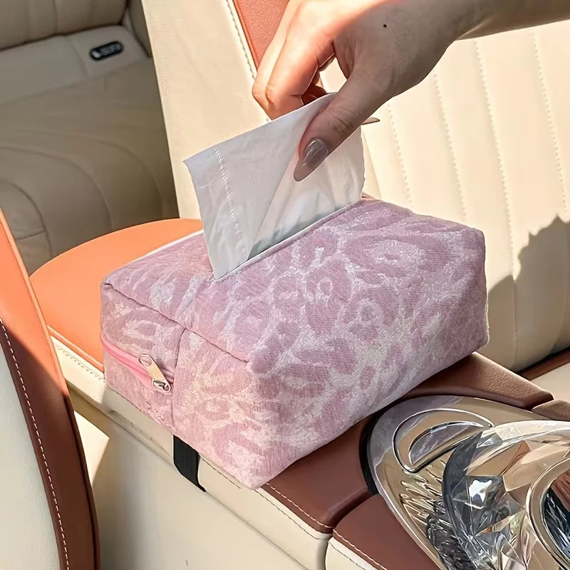 1pc Car Supplies Black/Pink/Beige Car Tissue Box Leopard Print Car Seat Back Paper Box Cute High-End Car Tissue Bag Multifunctio
