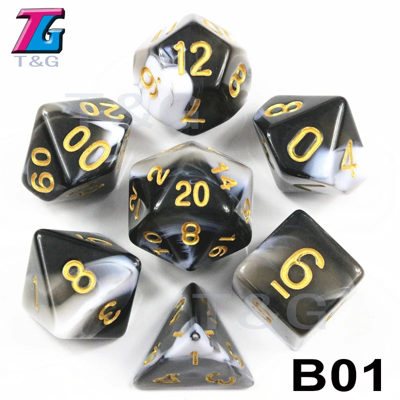 Polyhedral Dice TRPG DNDGame Games 7Pcs/Set D4 D6 D8 D10 D12 D20 Multi Sides for Board Game