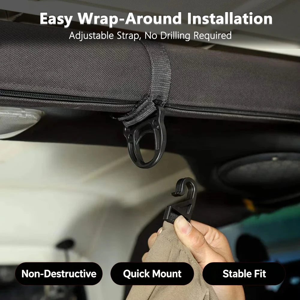 Roll Bar Hang Strap Coat Hook Kit for Jeep Wrangler Unlimited CJ YJ TJ JK JKU JL JLU 4XE JT Clothes Hanger Car Accessories