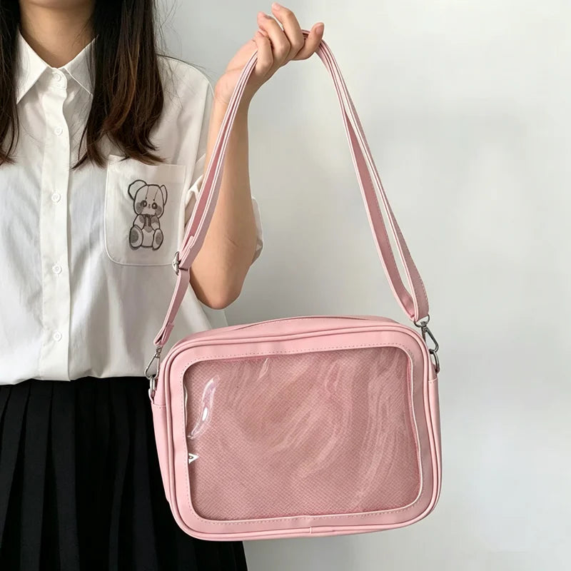 Clear Window Itabag Adjustable Strap Crossbody Bags Girls Anime Dolls Daily Handbag Shoulder Messenger Bag for Women Work School