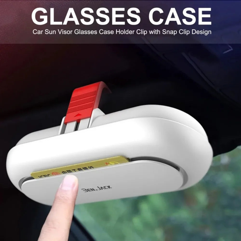 2024 Fashion Car Glasses Case Sunglasses Frame Multi-function Car Interior Sun Visor Storage Card Holder with Snap Clip Design