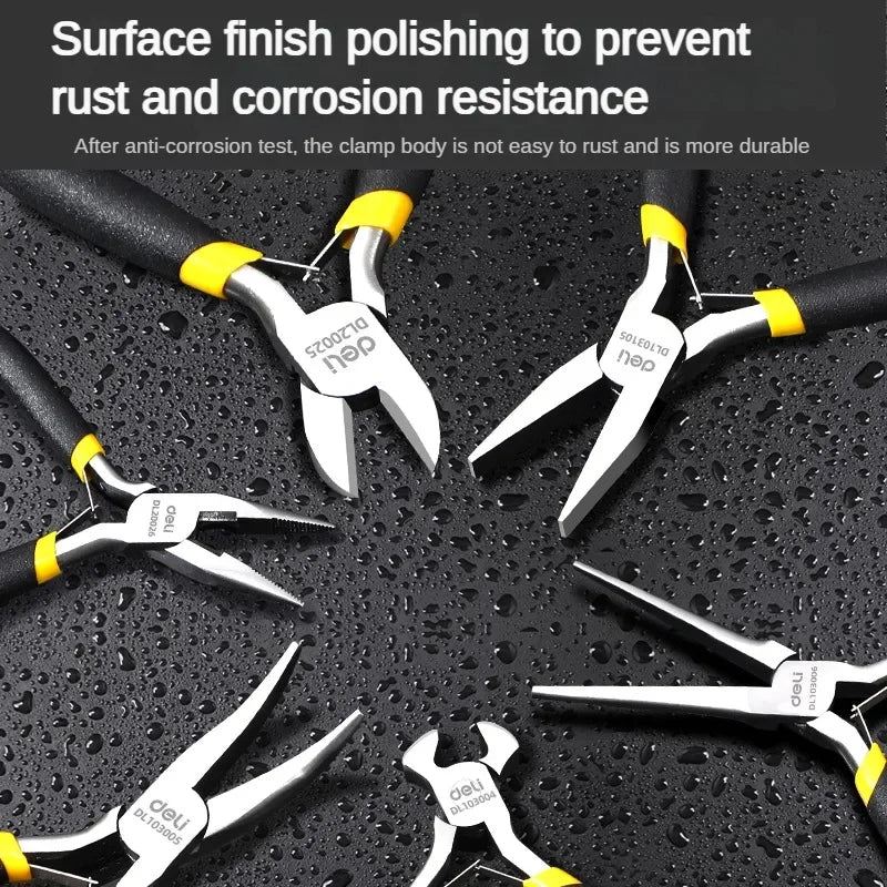 Deli 1 Pcs Mini Pliers Making Pliers Precision Wire Cutters, Needle, Round & Bent Nose for Making, Chain Nose, Craft, Earring