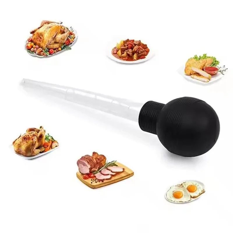 TFORU-Turkey Baster Silicone Suction Bulb With Cleaning Brush  For Flavor Meat Poultry Beef Baking Injecting Marinade BBQ Tools