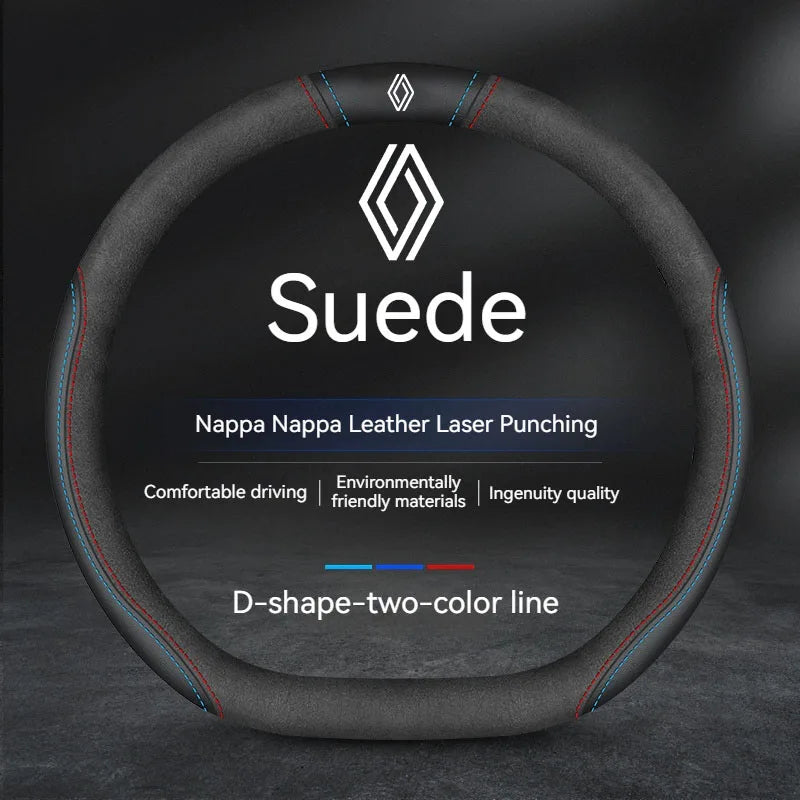 For Renault Clio Sandero Megane 2 Talisman Laguna Scenic kadjar Captur KWID Duster non-slip Leather Car Steering Wheel Cover