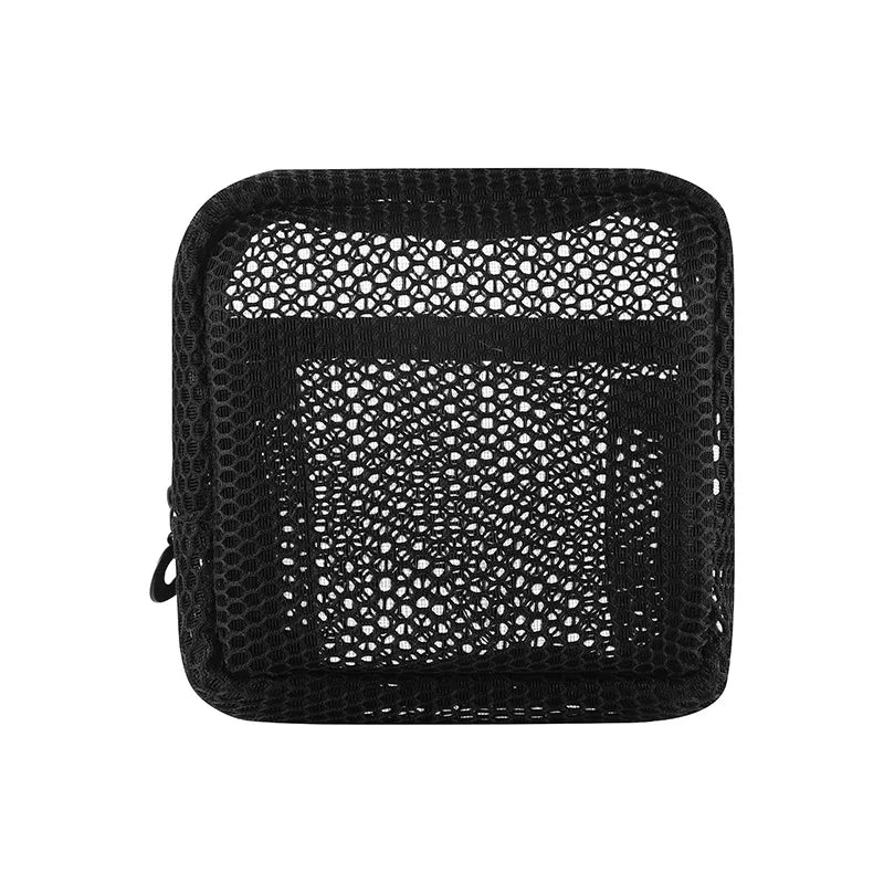 Square Mesh Cosmetic Bag Portable Lipstick Cosmetic Storage Bag with Zipper Multi-purpose Sundries Storage Bag Cute Student Case