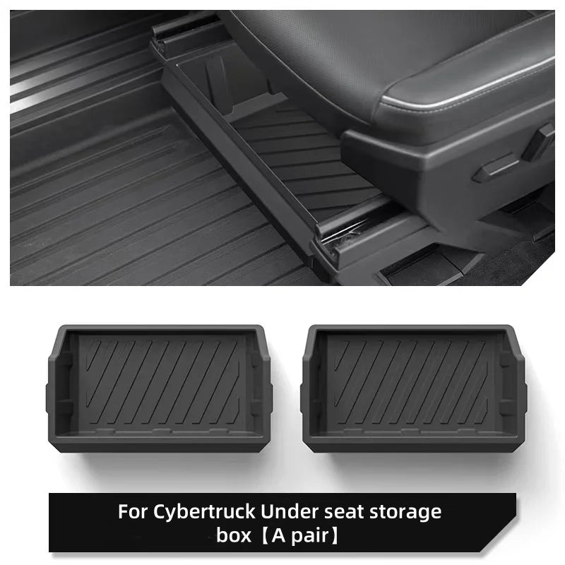 For Tesla Cybertruck Storage box under front seats drawer-type storage box seat hidden storage box Car interior accessories