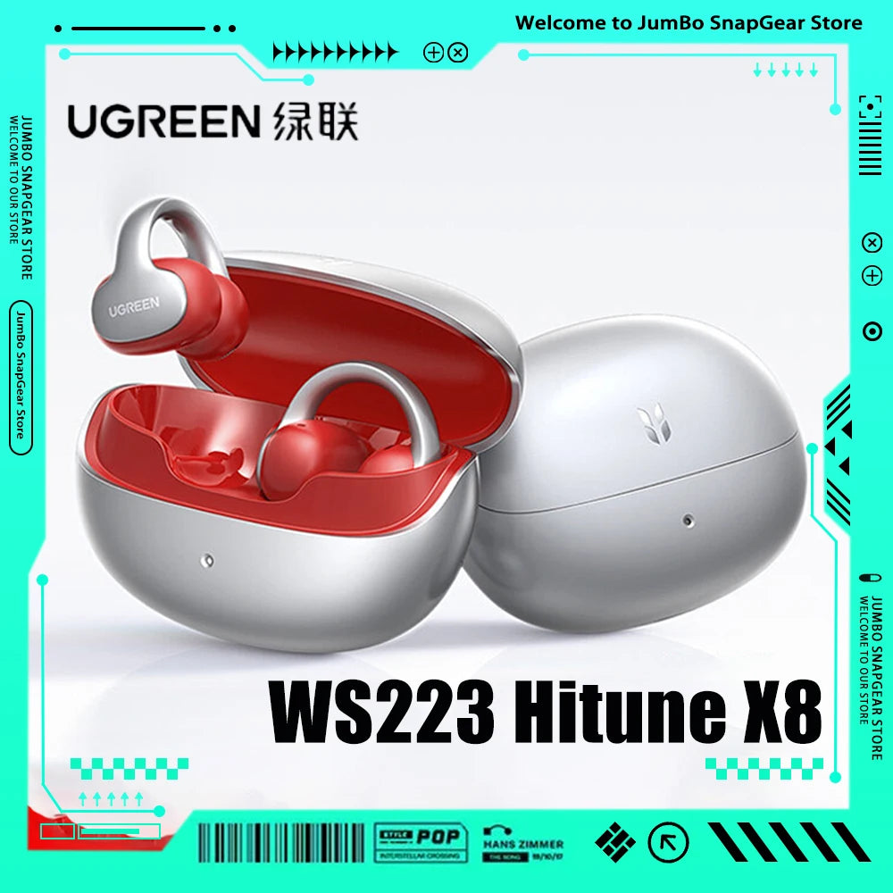 UGREEN Hitune X8 Open Ear Clip Headphones Ai Bluetooth Headset Dual-device Connection Waterproof Super Long Batterylife WS223