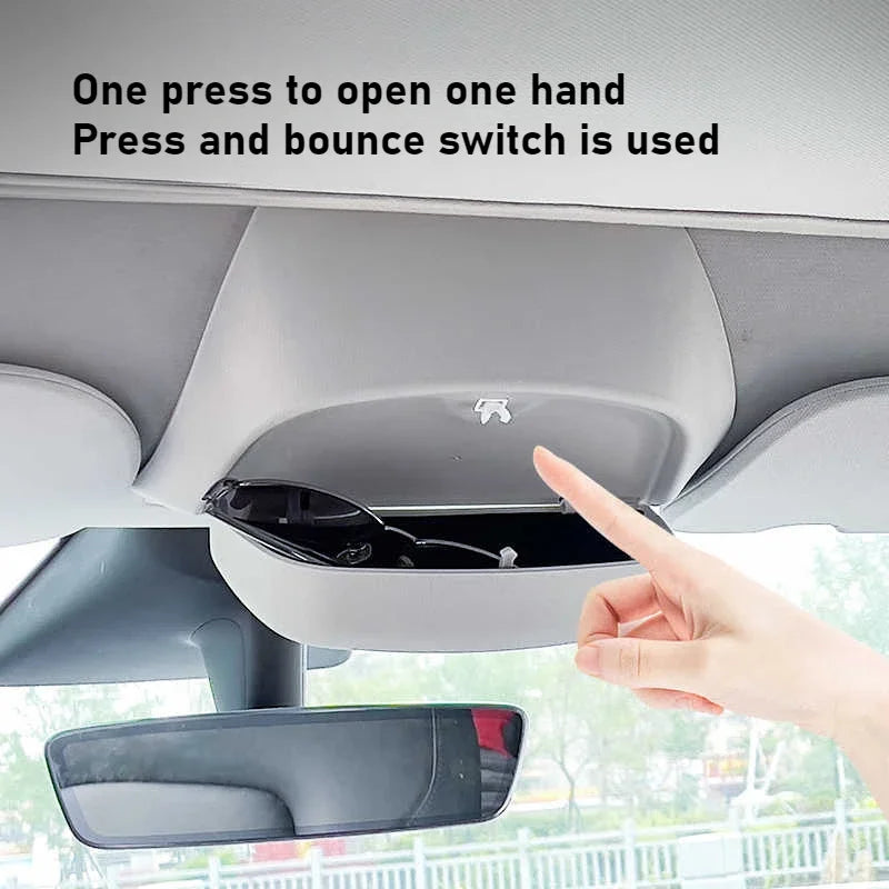 For Tesla Model Y/3/3+ Car Roof Glasses Box Sunglasses Storage Box Sun Visor Clip Card Storage Car Modification Accessories
