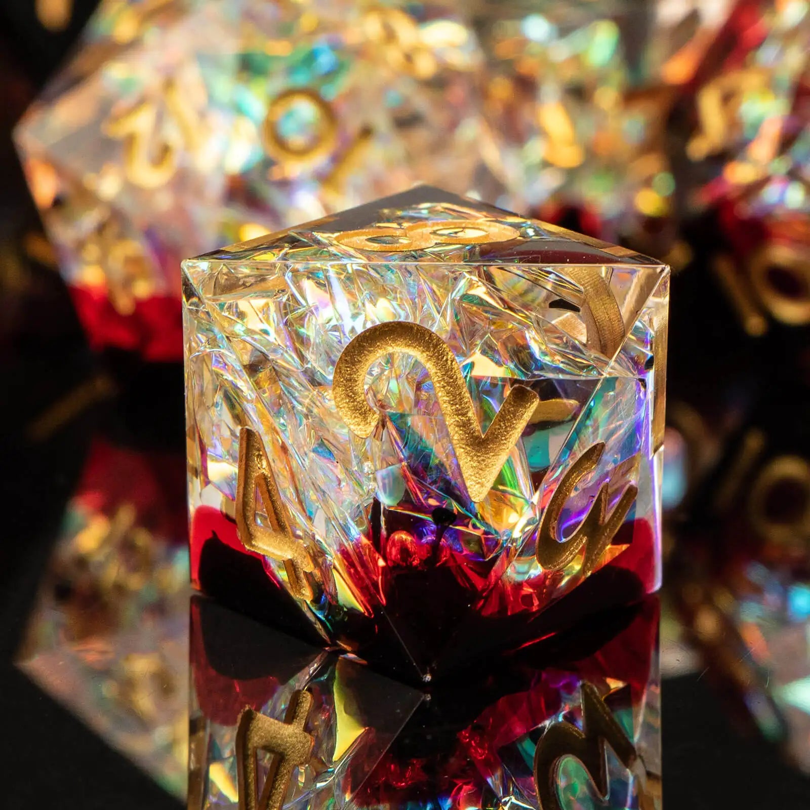 Resin Sharp Edged DND Dice, Handmade Dungeons and Dragons Dice Set D&D, RPG Polyhedral D and D Dice Set for Role Playing Game