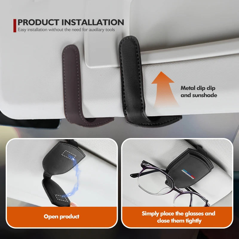 For BMW Car Glasses Holder Sun Visor Sunglasses Clip Card Accessories 1 3 5 Series X1 X3 X4 X5 X7 G20 G38 F20 F39 F48 E46