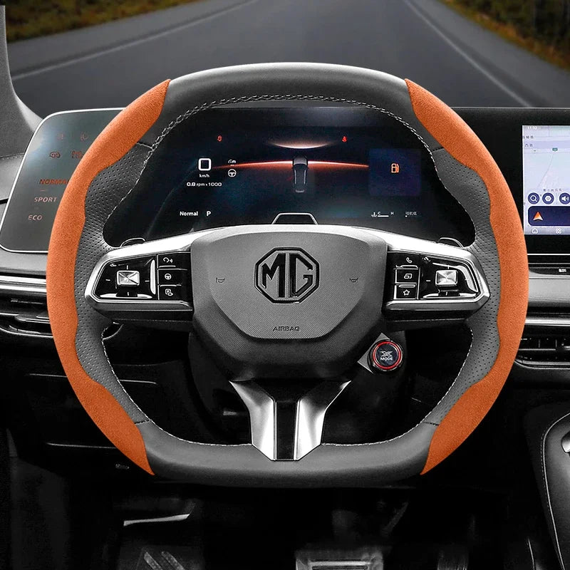 Suitable for Mg Non-Slip Buckle Segmented Suede Steering Wheel Cover Suitable for Zs Mg3 Hybrid Luxury 2025 One Mg4 Mulan Hs 5 6