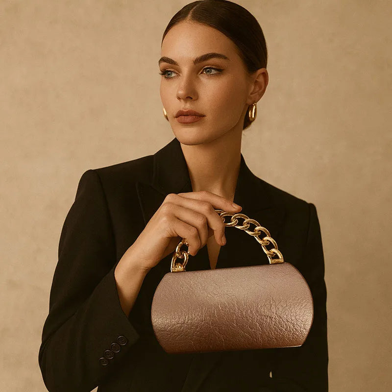 Luxury Gold Metal Buckle Box Clutch Fashion Women's Evening Bag Party Banquet CrossbodyBag Half Moon Wedding Purses Party Tote