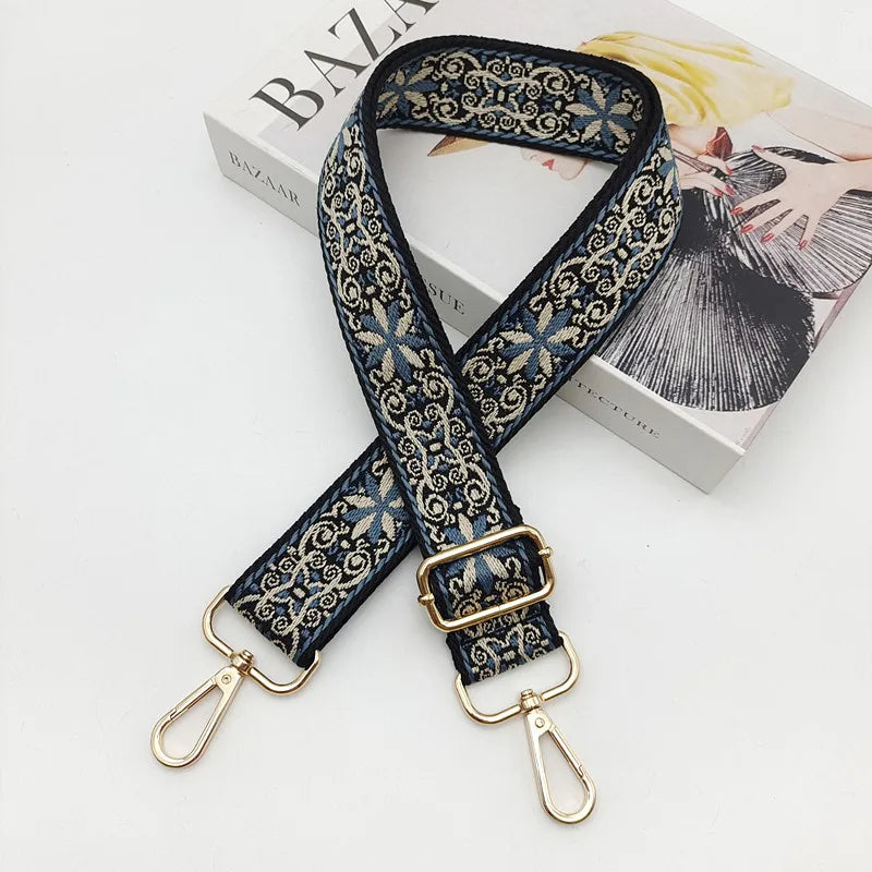 Ethnic Style Embroidered Messenger Single Shoulder Width Bag Strap Woven Long Shoulder Strap Adjustable Bag Replacement Strap