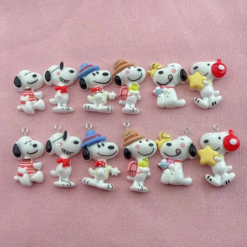 10pcs resin cute little dog pendant, DIY jewelry making earrings, keychain accessories