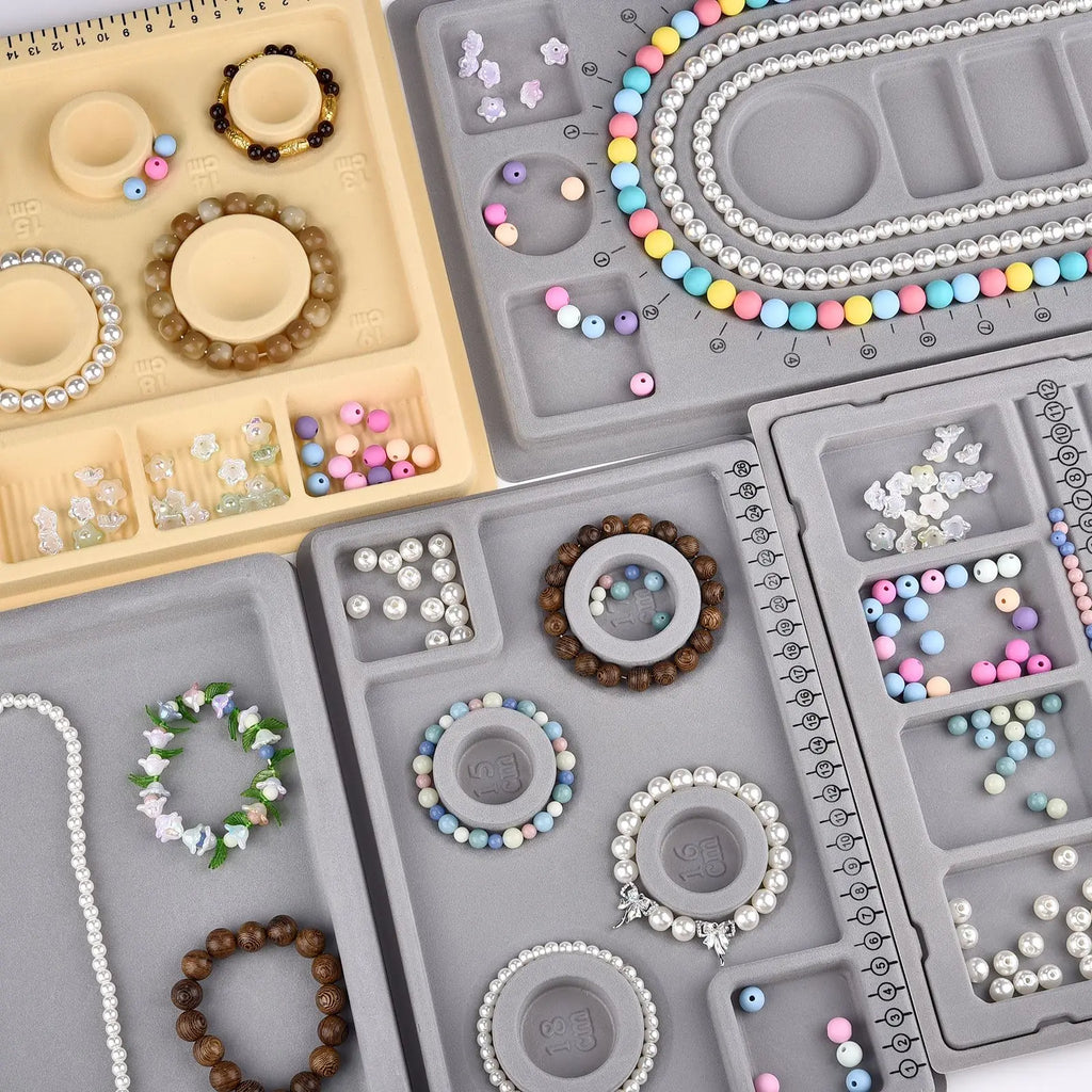 Flocked Bead Board Jewelry Making Tools DIY Bracelet Necklace Beading Organizer Jewelry Size Measuring Tool WorkBenches Tray