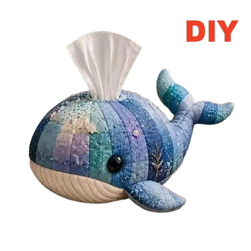 DIY Patchwork Tissue Box Cover Kit Precut Cloth Sewing Thread Tools Handmade Napkin Holder Craft Hobby Home Table Decor Gift