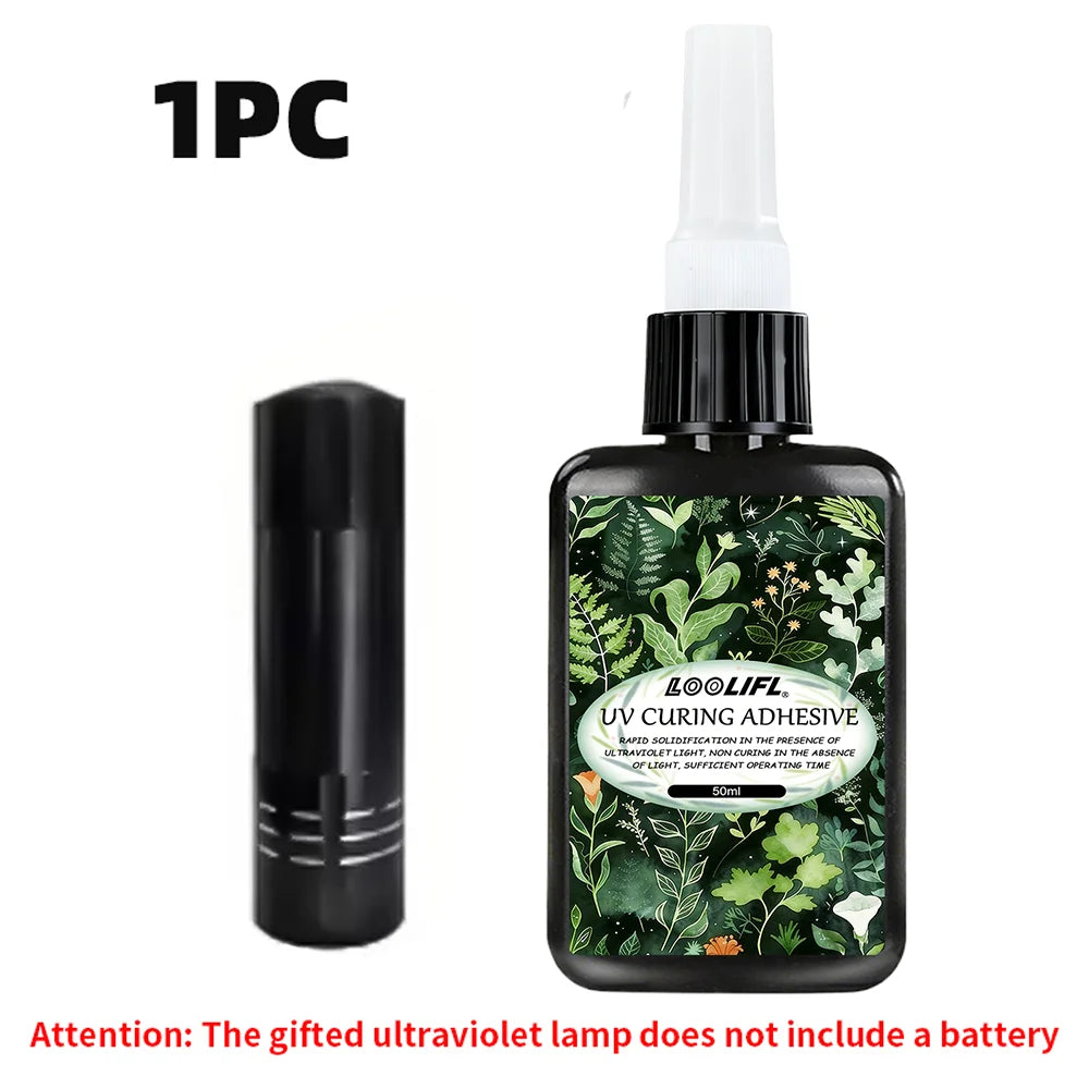 LOOLIFL UV Glue Kit 3 Bottles High Transparent Ultraviolet Cure Adhesive for Crafts Jewelry Glass Repair