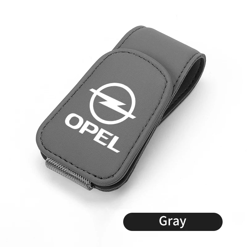 Car Magnetic Leather Card Ticket Holder Sun Visor Glasses Clip For Opel Astra H G J Insignia Corsa Zafira Meriva Mokka
