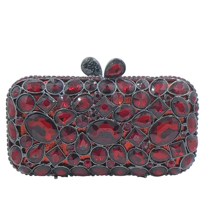 Boutique De FGG Turquoise Synthetic Agate Stone Evening Bags and Clutches for Women Formal Party Bags Party Rhinestone Handbags