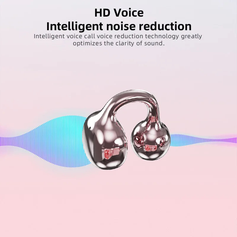 Rotating Heart Bluetooth Earphone Ear Clip Open Style Light Weight Comfortable Wear Headphone Listen Music Phone Call Cute