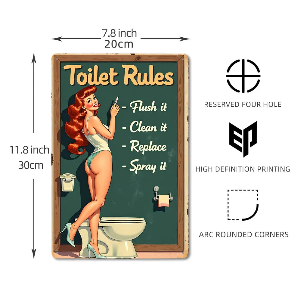 Retro Metal Tin Bathroom Signs Wall Decor for Home Restroom Vintage Toilet Humor Art Unique Gift Ideas