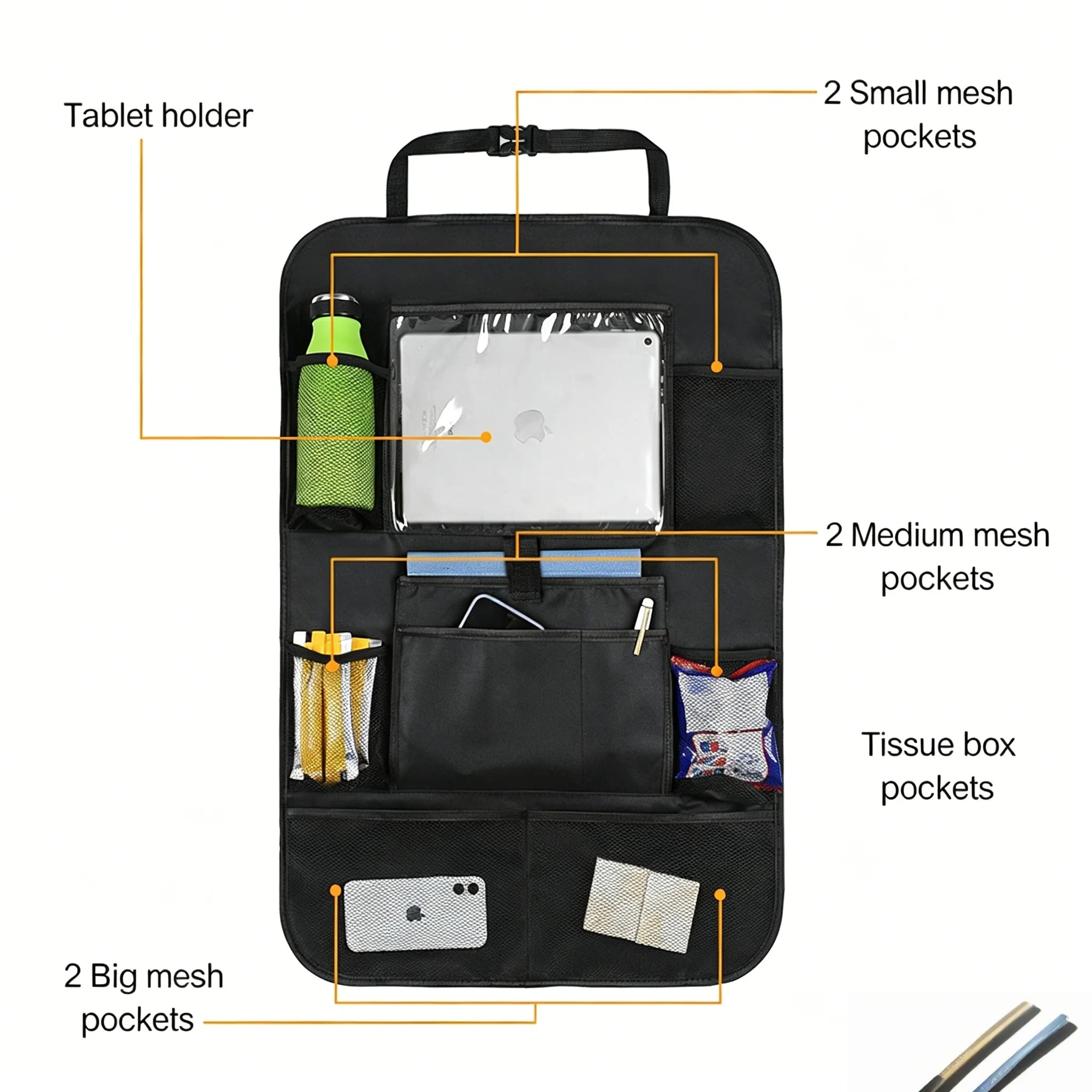 Back Seat Car Storage Box, Car Rear Seat, Car Seat Storage Box, Car Storage Bag, Car Seat Kick-Protection Cover Storage Bag